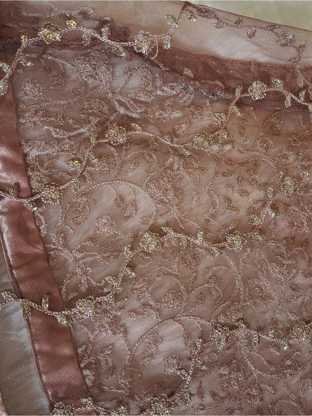 Embellished Mauve Lace Overlay Dress - Picture 8 of 10